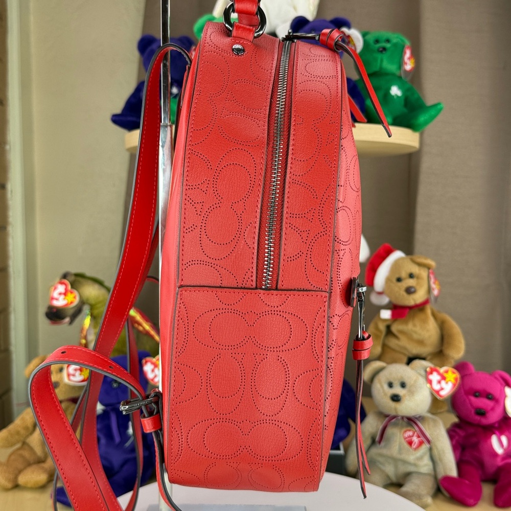 💥COACH -Jordyn Perforated Signature Leather Backpack / Miami Red - 45U674 - Picture 9 of 17